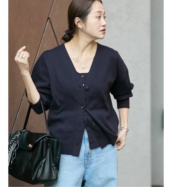 JOURNAL STANDARD「《予約》コットンシルクミックスVカーディガン」|カーディガン|ネイビー