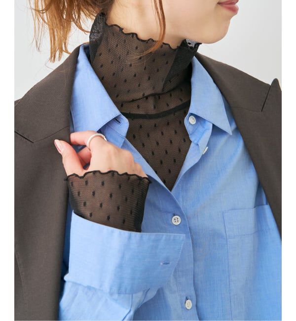 Spick and Span「《追加》ドットチュールハイネックプルオーバー」|Tシャツ・カットソー|ブラック