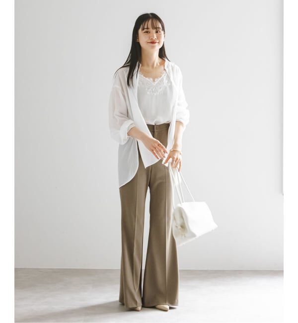 NOBLE「《予約》ジャージーフレアパンツ」|スラックス|