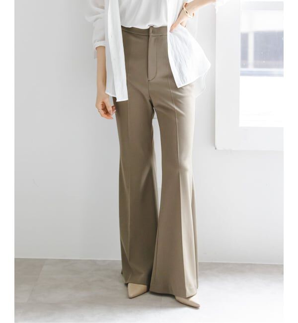 NOBLE「《予約》ジャージーフレアパンツ」|スラックス|カーキ