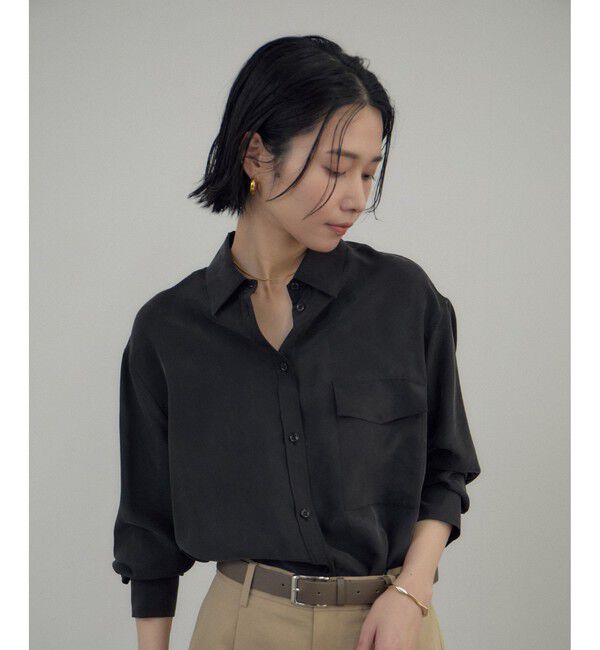 SALON adam et rope'「[26SS]GENTLE SILK シャツ / セットアップ対応・洗える」|シャツ・ブラウス|ブラック(01)