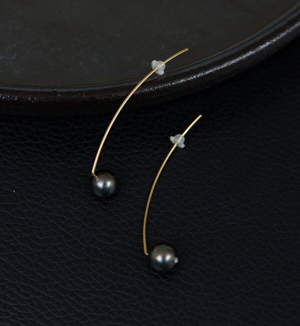  「シェルパールラインフックピアス」|リング|ネイビー