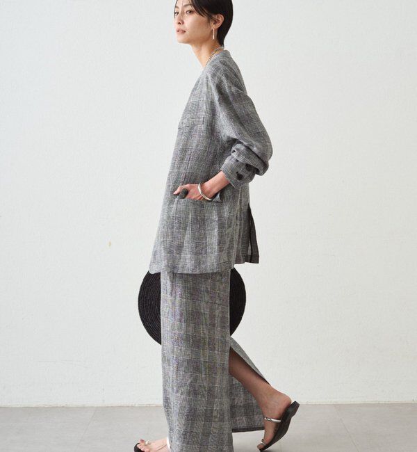  「チェックリネンBIGジャケット」|ベスト・ジレ|