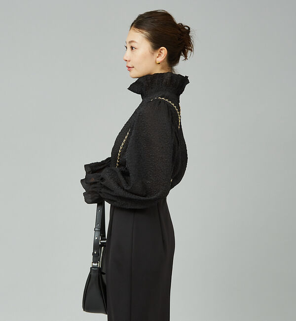 Rouge vif「ハイネックフリルシアーブラウス」|シャツ・ブラウス|