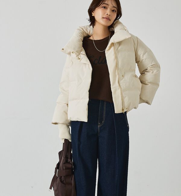 abahouse mavie「【WEB Domani掲載】袖リブシームレススタンドダウン/ロングセラー/定番/」|ダウン|