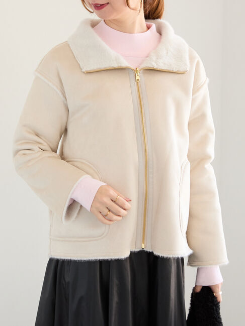 Te chichi「リバーシブルムートンスタンド衿ブルゾン」|その他|ベージュ