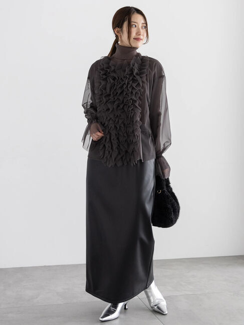 Te chichi「エコレザーロングナロースカート」|スカート|