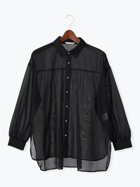 Te chichi TERRASSE「パール釦レギュラーカラーシアーシャツ」|シャツ・ブラウス|ブラック