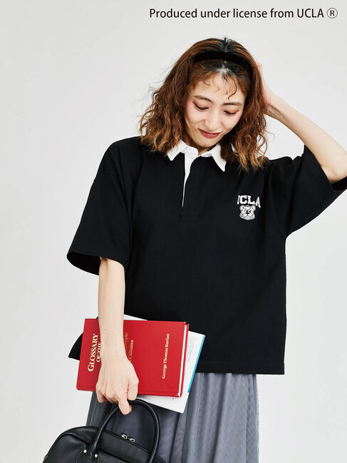 Lugnoncure「【UCLA】刺繍入り半袖ラガーシャツ」|Tシャツ・カットソー|ブラック