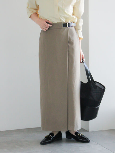 Te chichi「サイドベルトチノタイトスカート」|スカート|ベージュ