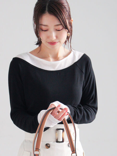 Te chichi「レイヤードテレコトップス」|Tシャツ・カットソー|ブラック