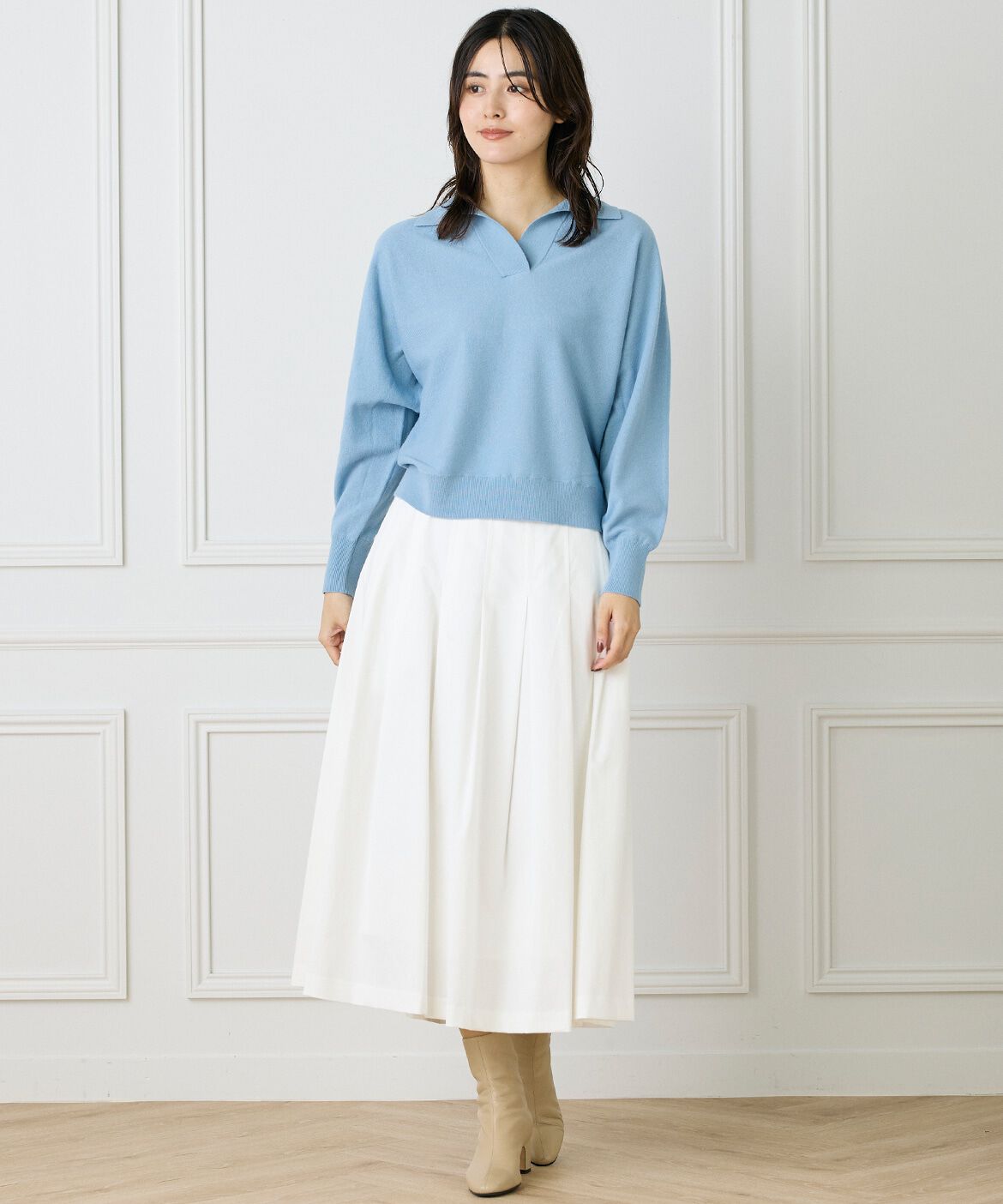 INED「タックプリーツスカート」|フレア|