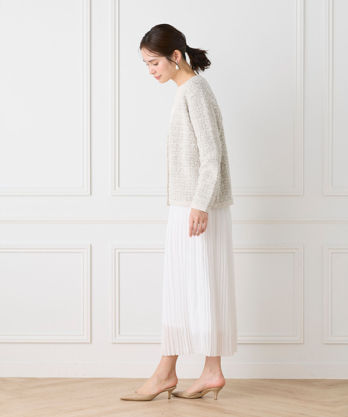 Le Souk「ツイード柄Vネックカーディガン」|カーディガン|