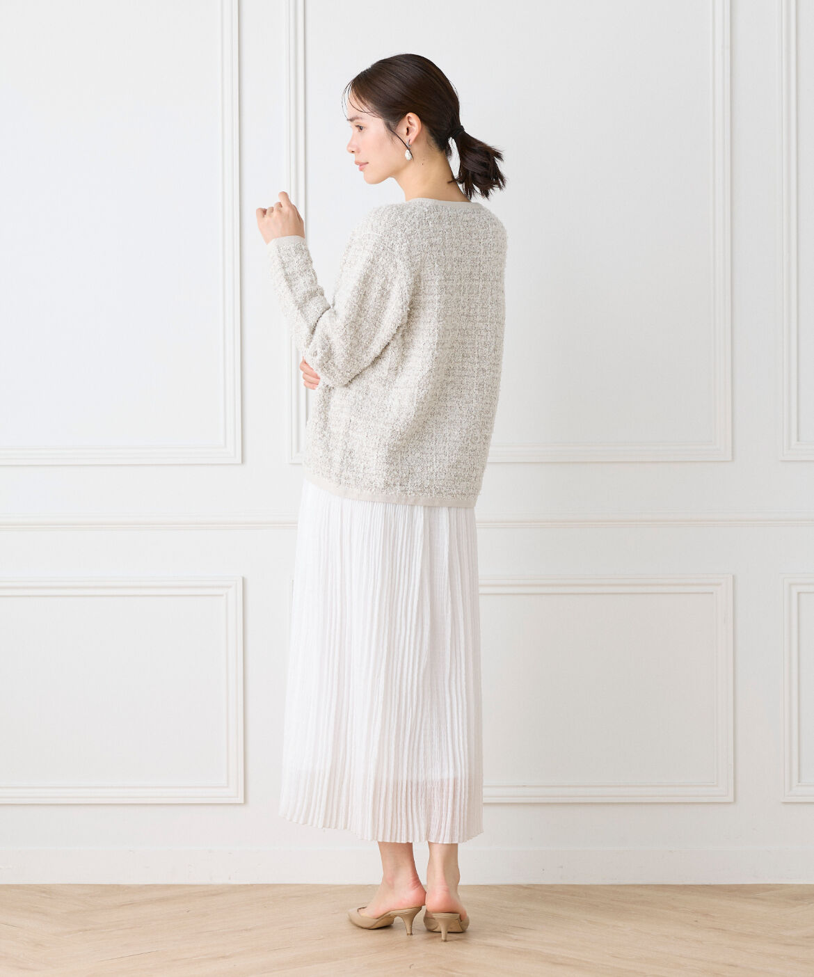 Le Souk「ツイード柄Vネックカーディガン」|カーディガン|