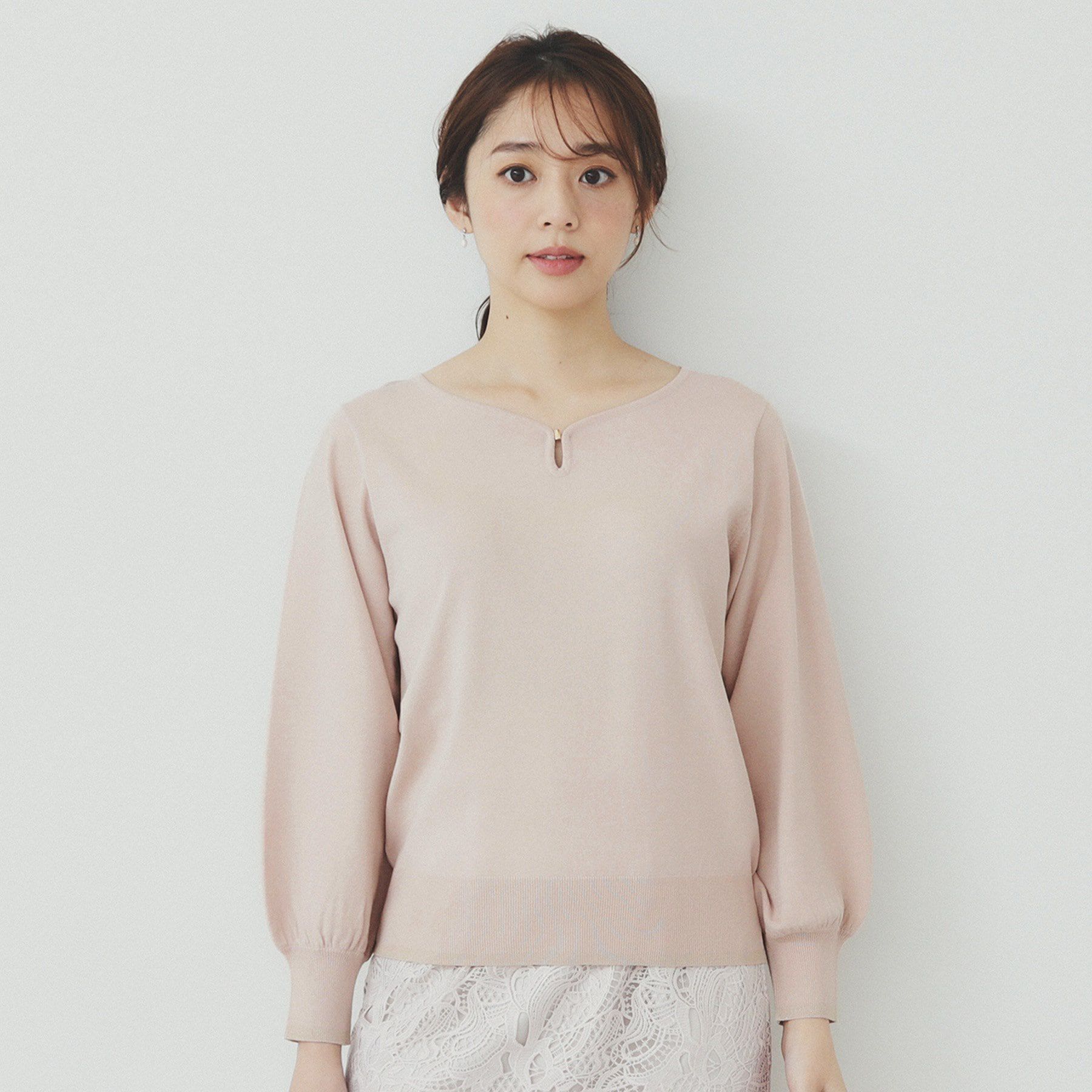 index「パーツ付きハートネックニットトップス【洗濯機洗い可】」|ニット・セーター|