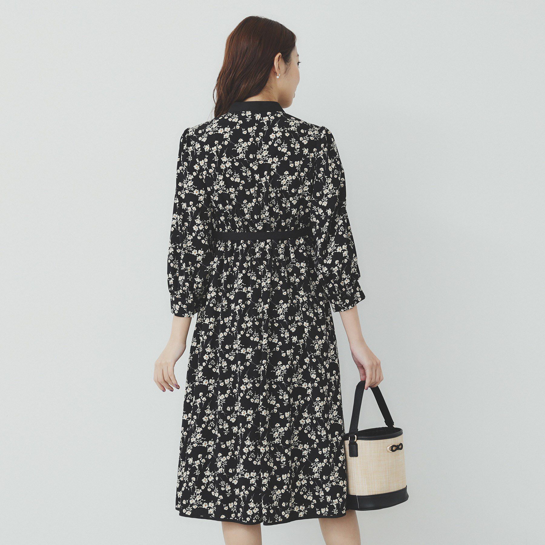 index「ミニフラワープリント バイカラーワンピース【洗濯機洗い可/イージーアイロン/防シワ】」|ワンピース|