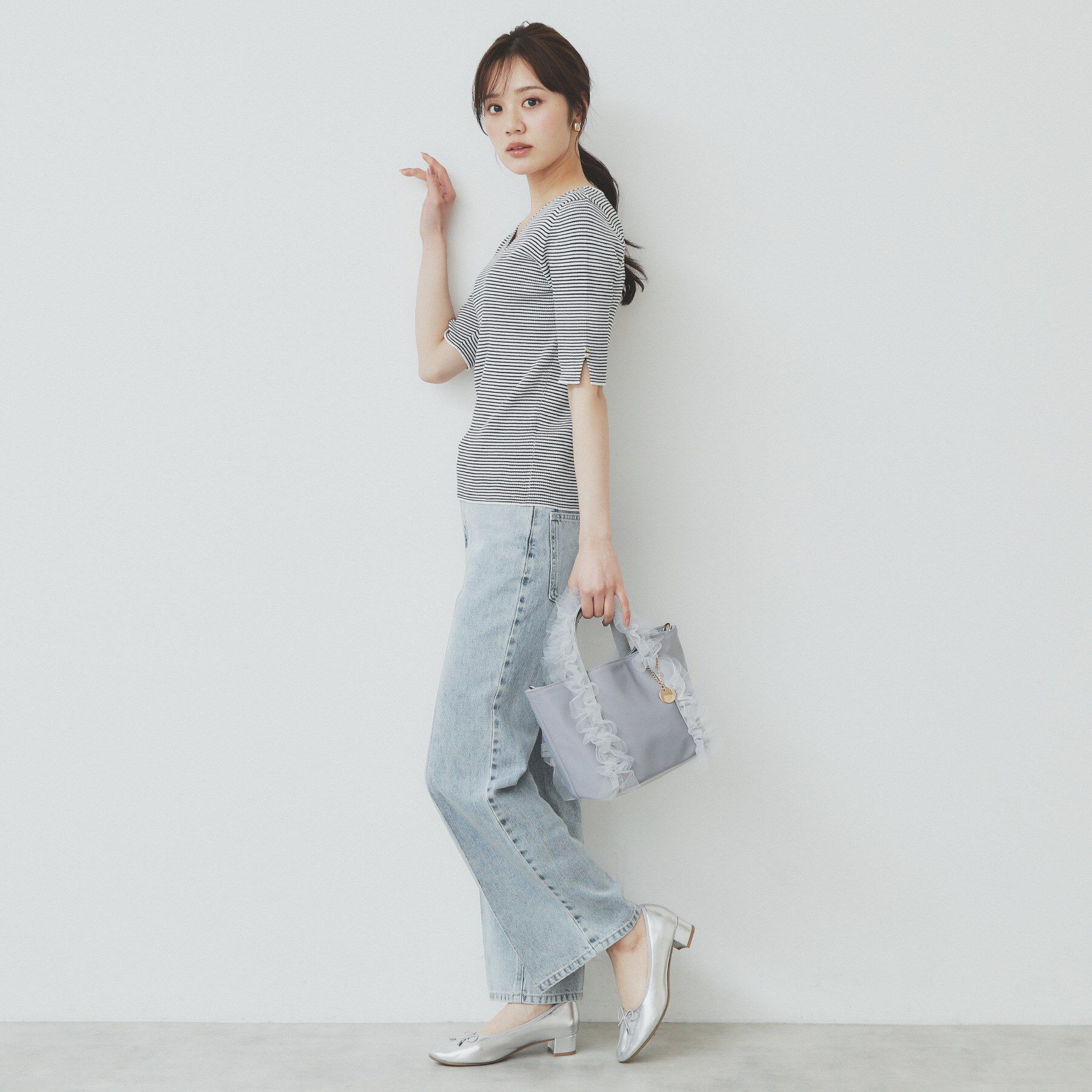 index「《5色展開》Vネックリブニット【洗濯機洗い可】」|ニット・セーター|