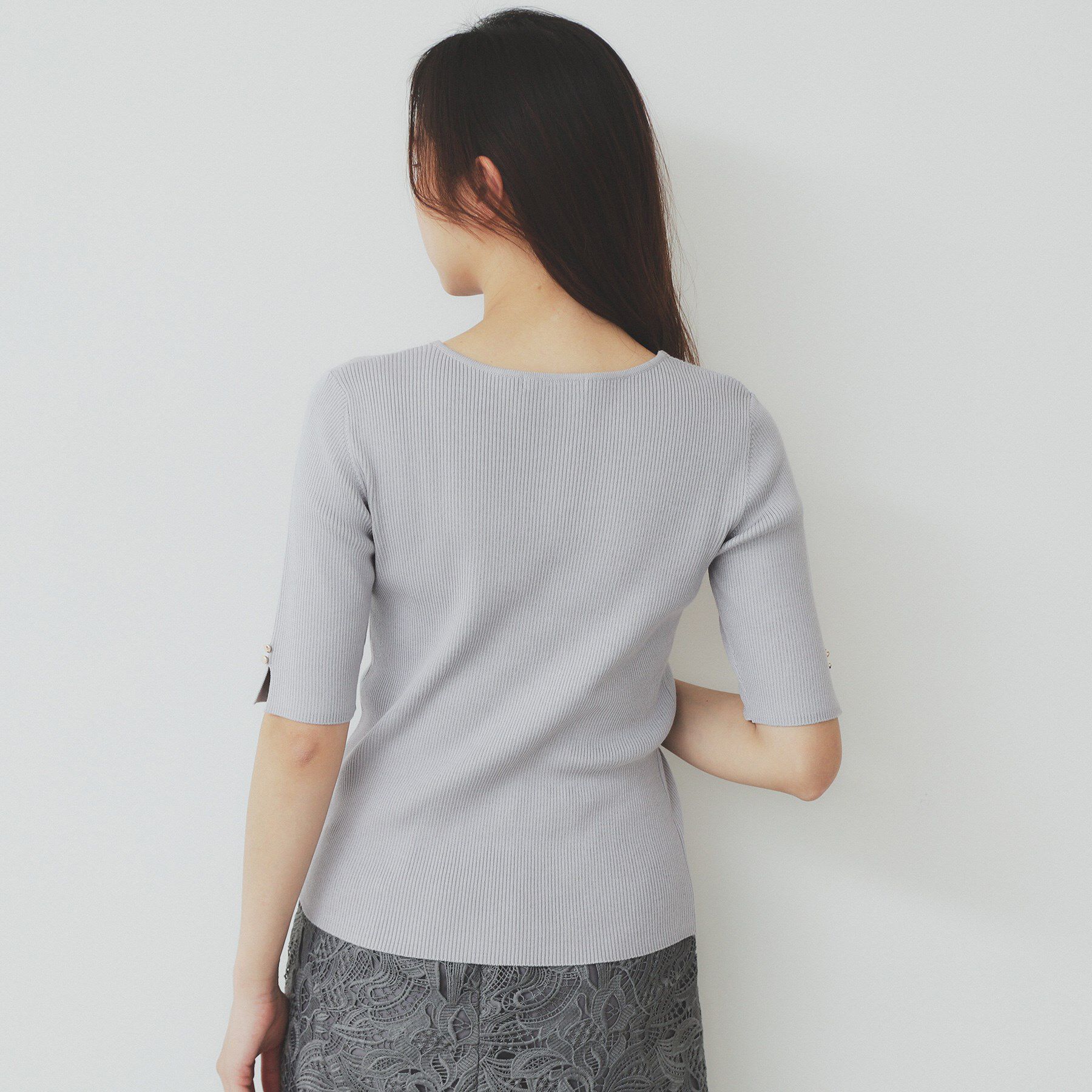 index「《5色展開》Vネックリブニット【洗濯機洗い可】」|ニット・セーター|