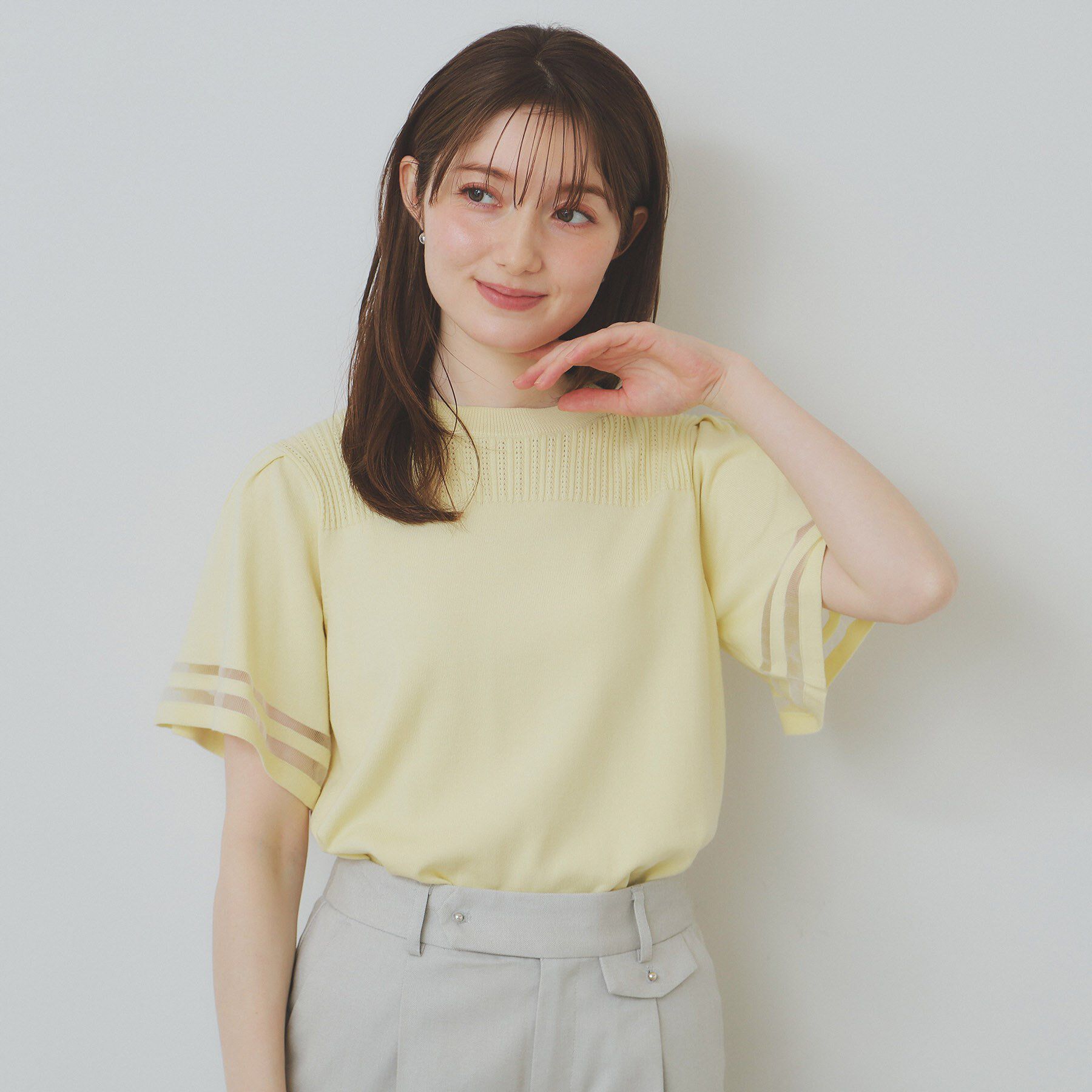 index「フレアスリーブニット/オーガニックコットン混【UV/洗濯機洗い可】」|ニット・セーター|