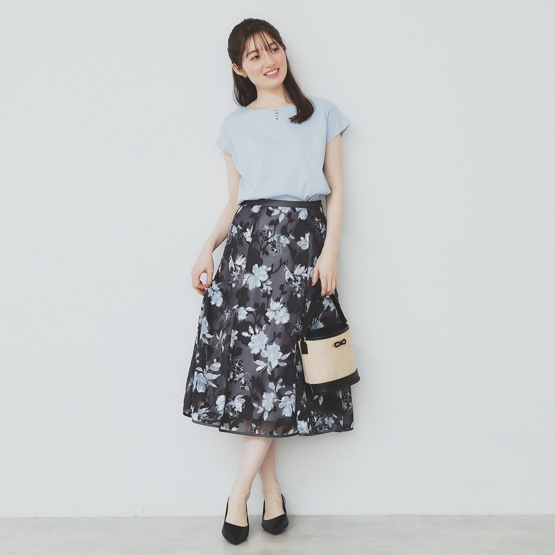 index「《6色展開/XS-3サイズ》キーネックビジュートップス【UV/接触冷感/洗濯機洗い可】」|Tシャツ・カットソー|