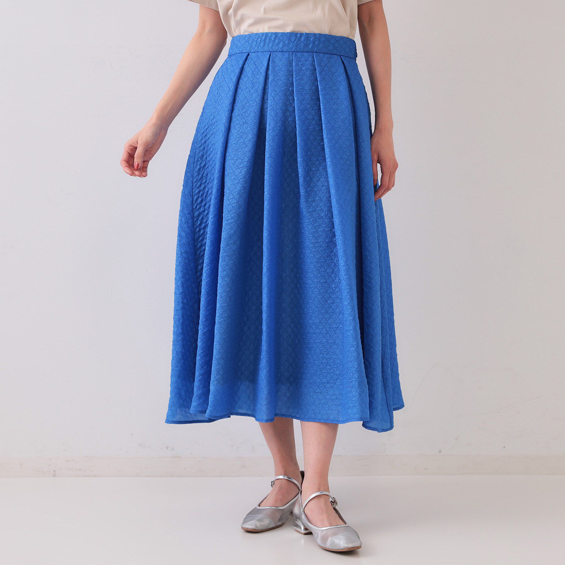 OPAQUE.CLIP「シアージャカードタックフレアスカート【洗濯機洗い可】」|スカート|