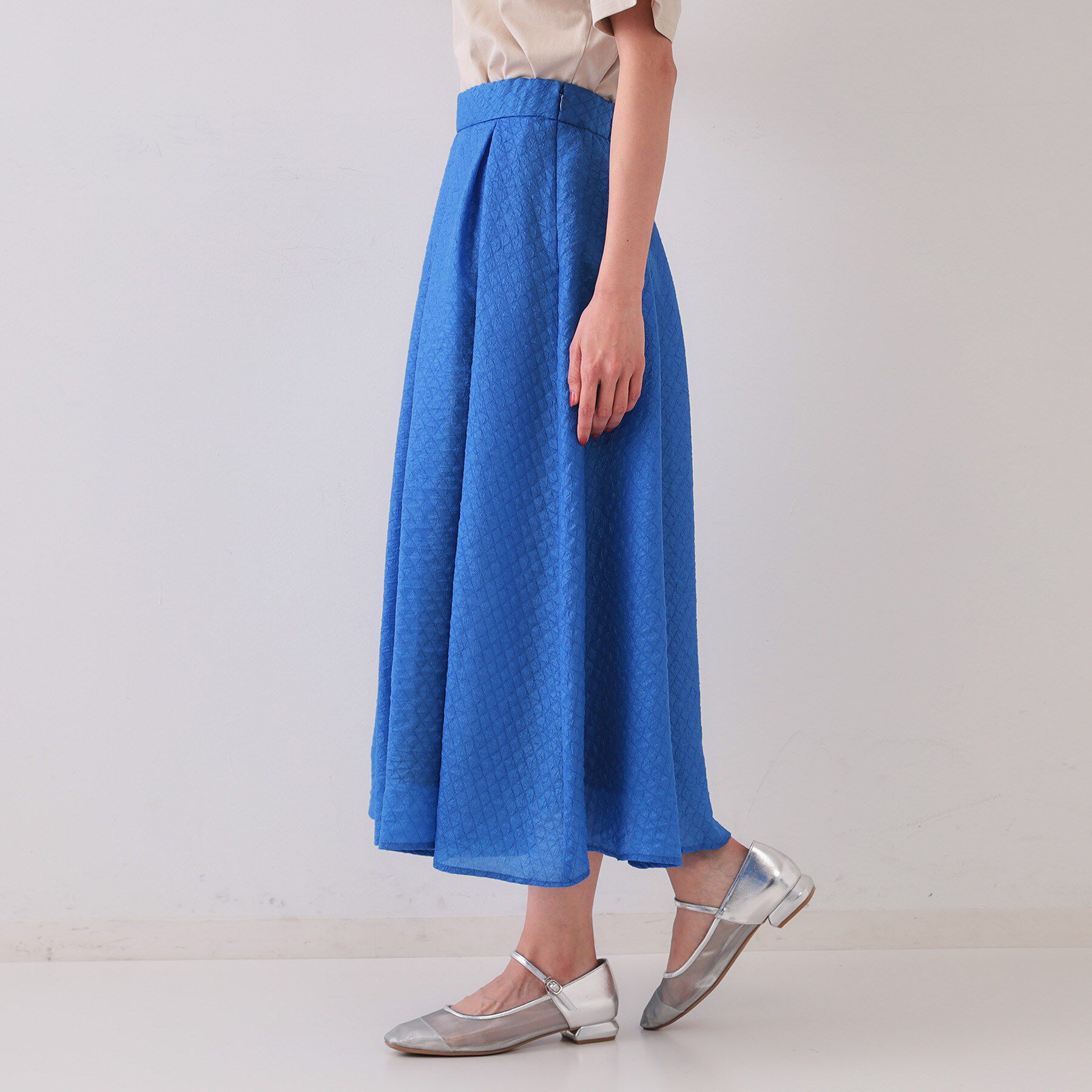 OPAQUE.CLIP「シアージャカードタックフレアスカート【洗濯機洗い可】」|スカート|