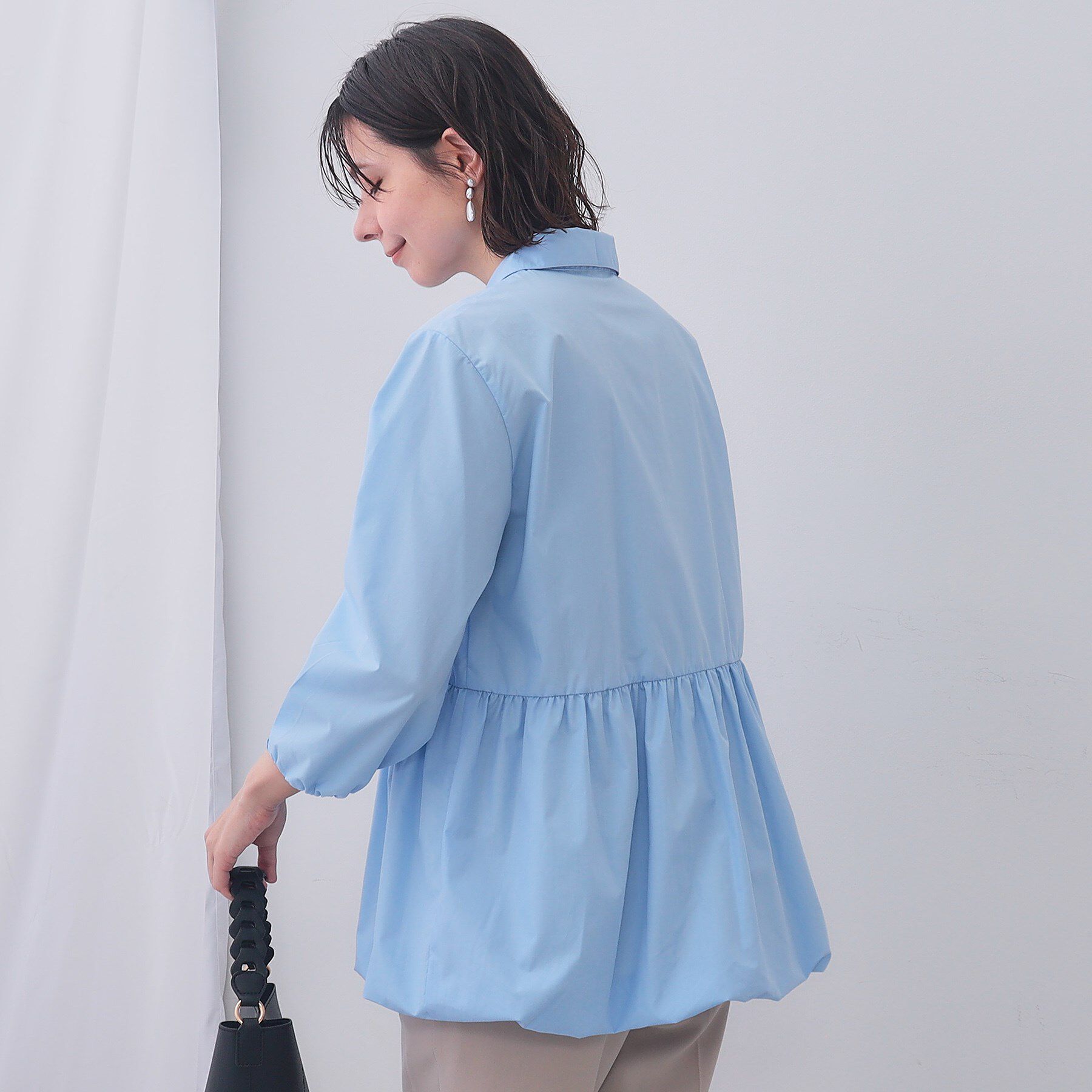 OPAQUE.CLIP「裾バルーンペプラムシャツ【洗濯機洗い可】」|シャツ・ブラウス|