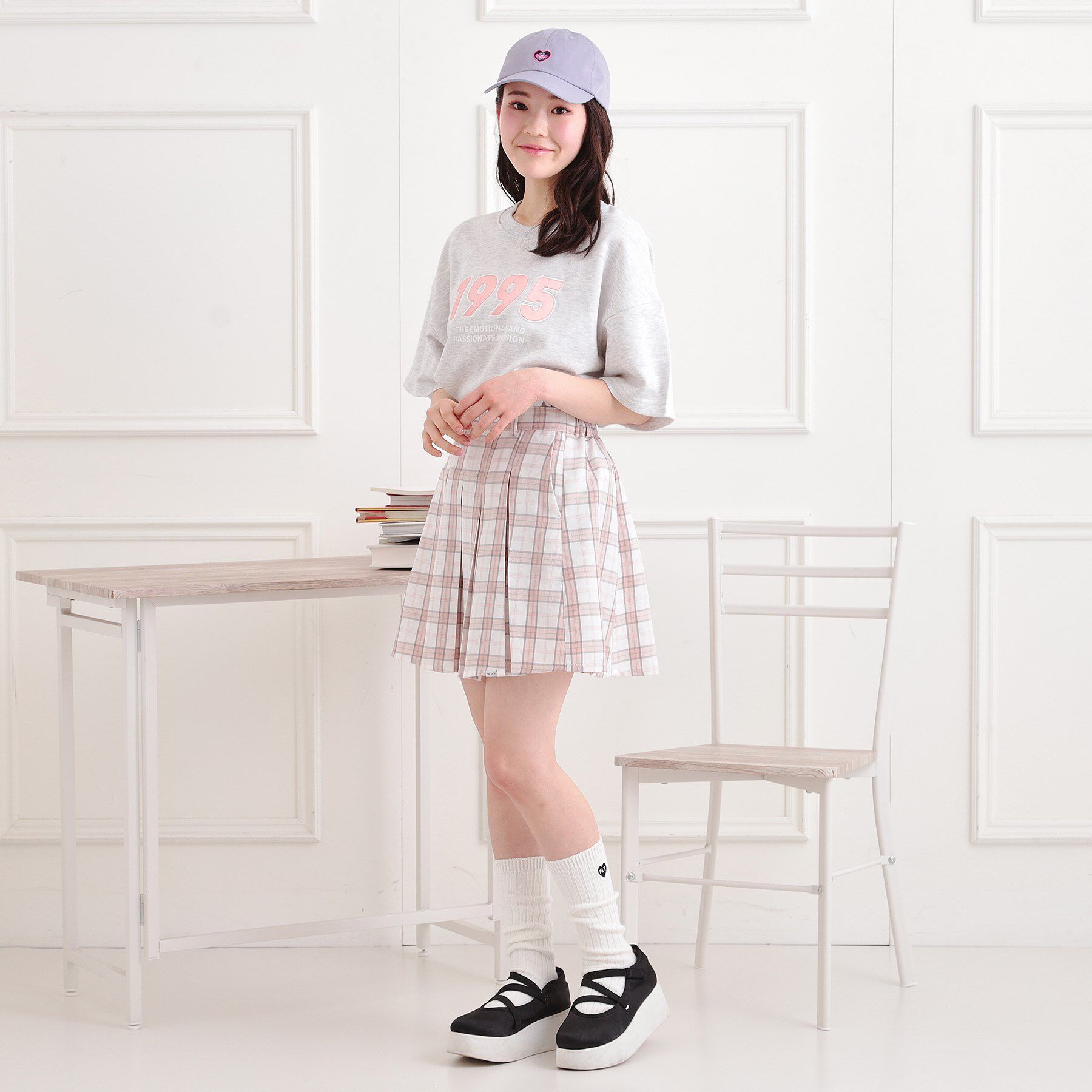 PINK-latte「インパンプリーツチェックスカート」|スカート|