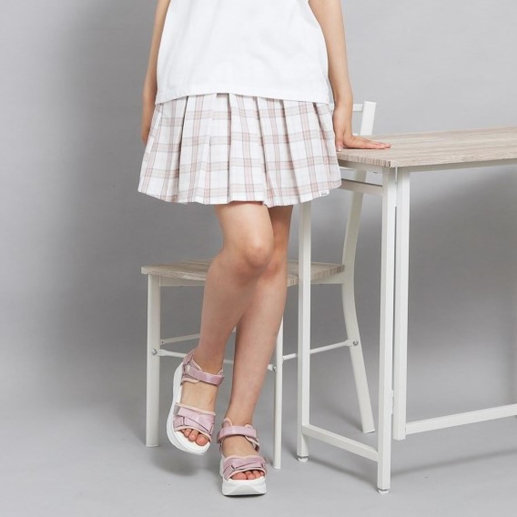 PINK-latte「インパンプリーツチェックスカート」|スカート|