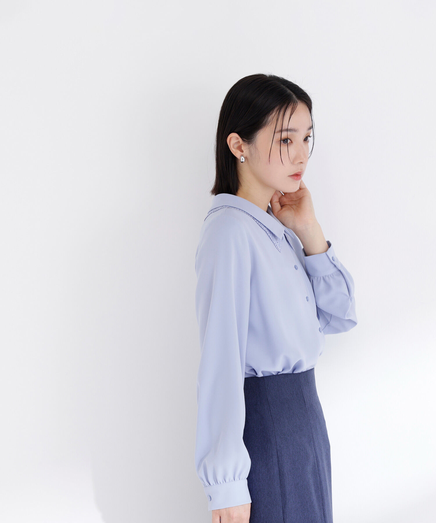  「レースダブルカラーブラウス」|シャツ・ブラウス|