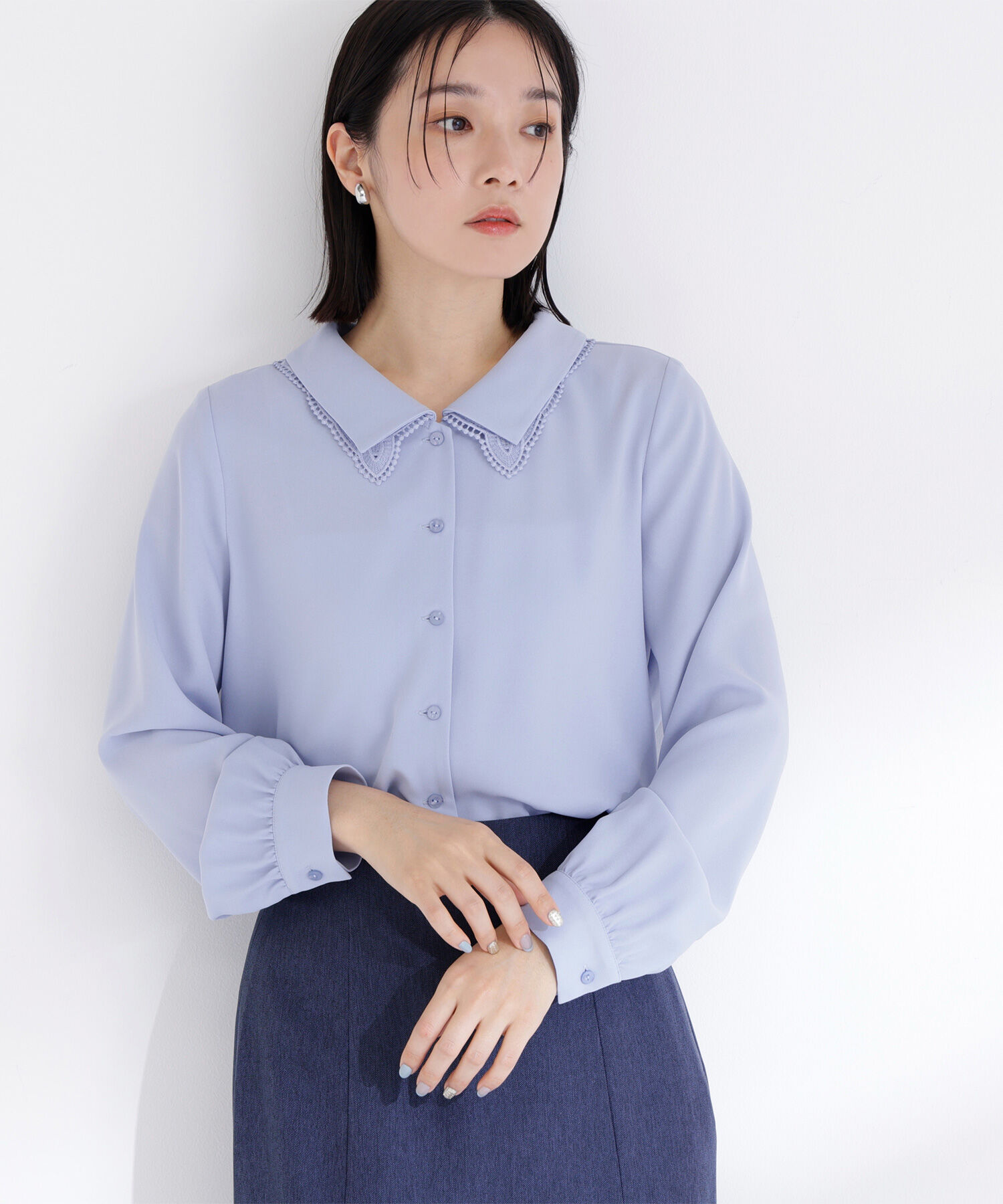  「レースダブルカラーブラウス」|シャツ・ブラウス|