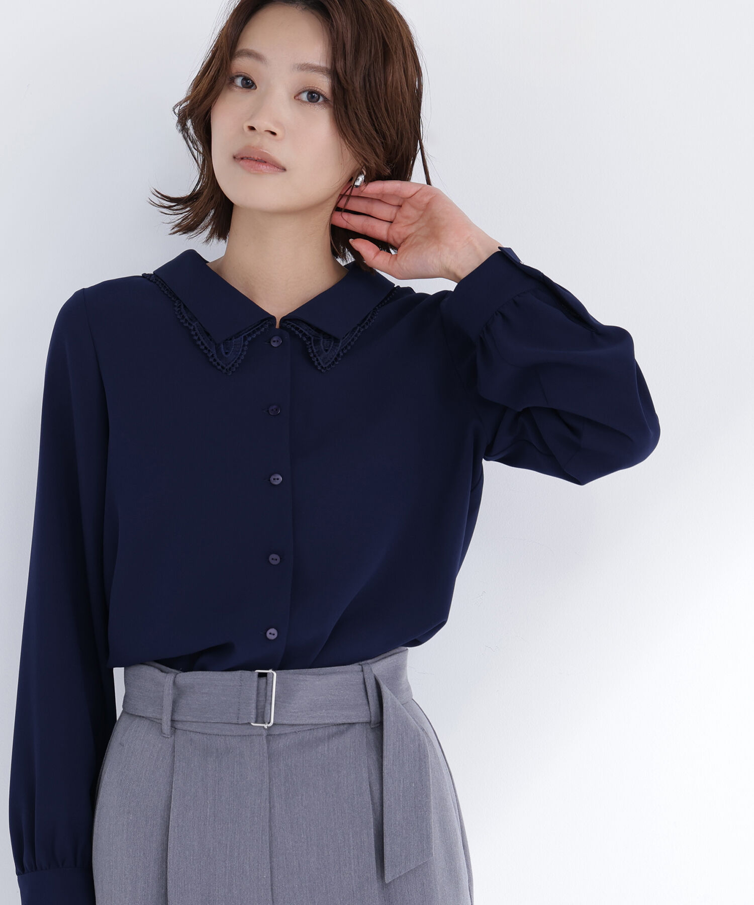  「レースダブルカラーブラウス」|シャツ・ブラウス|