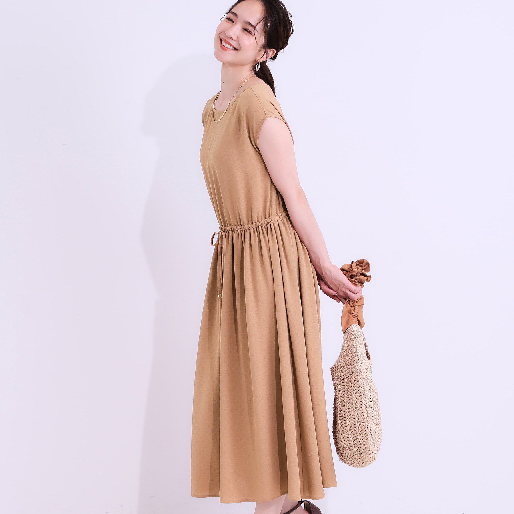 SHOO･LA･RUE「【S-LL】さらりと1枚で決まる ジャカードワンピース」|ワンピース|オレンジ(066)