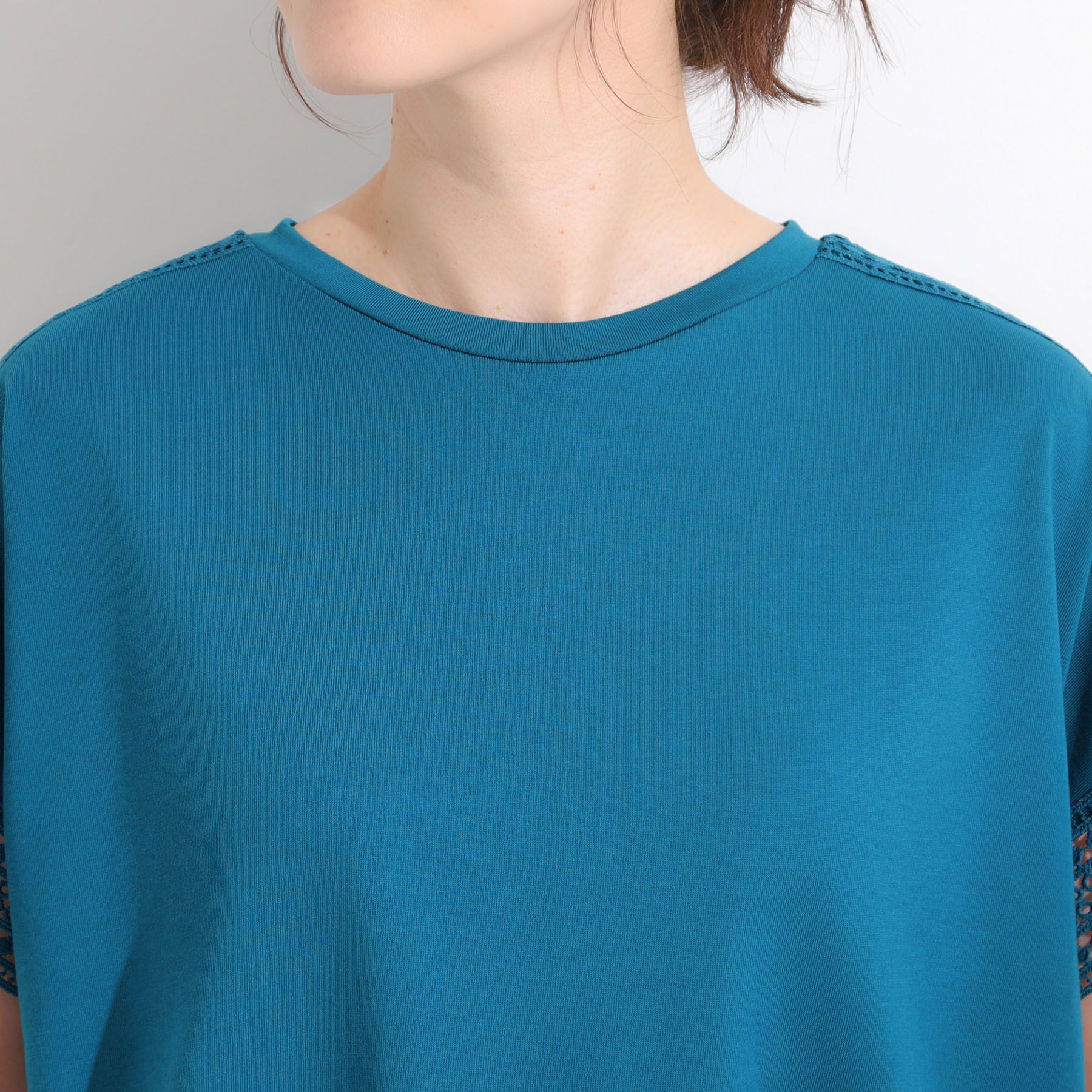 SHOO･LA･RUE「【S-LL/ひんやり】インせず決まる 楽してきれいなレース付きトップス」|Tシャツ・カットソー|