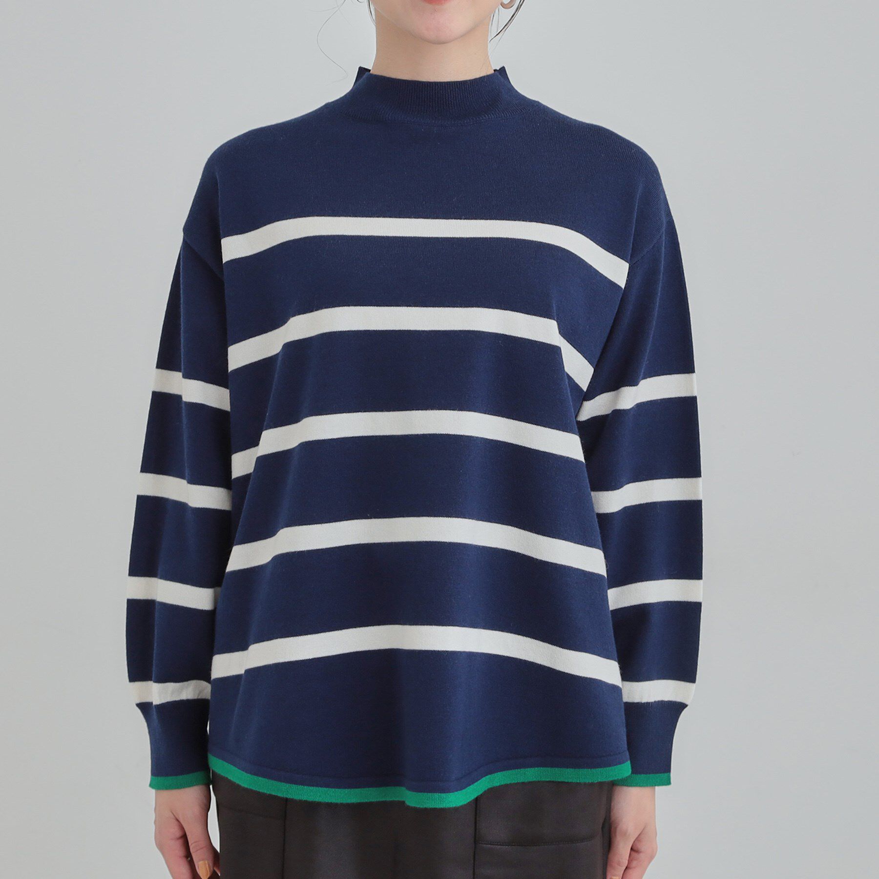 SHOO･LA･RUE「【洗濯機可/毛玉レス】春まで着られる 裾配色ボーダーニット」|ニット・セーター|