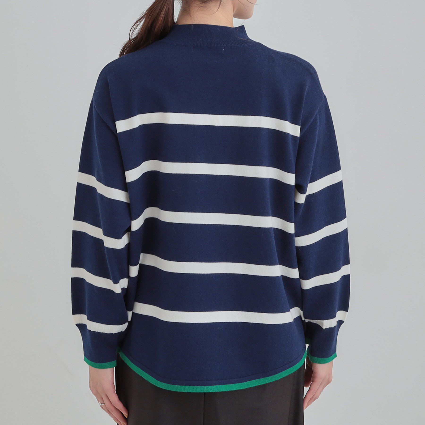 SHOO･LA･RUE「【洗濯機可/毛玉レス】春まで着られる 裾配色ボーダーニット」|ニット・セーター|