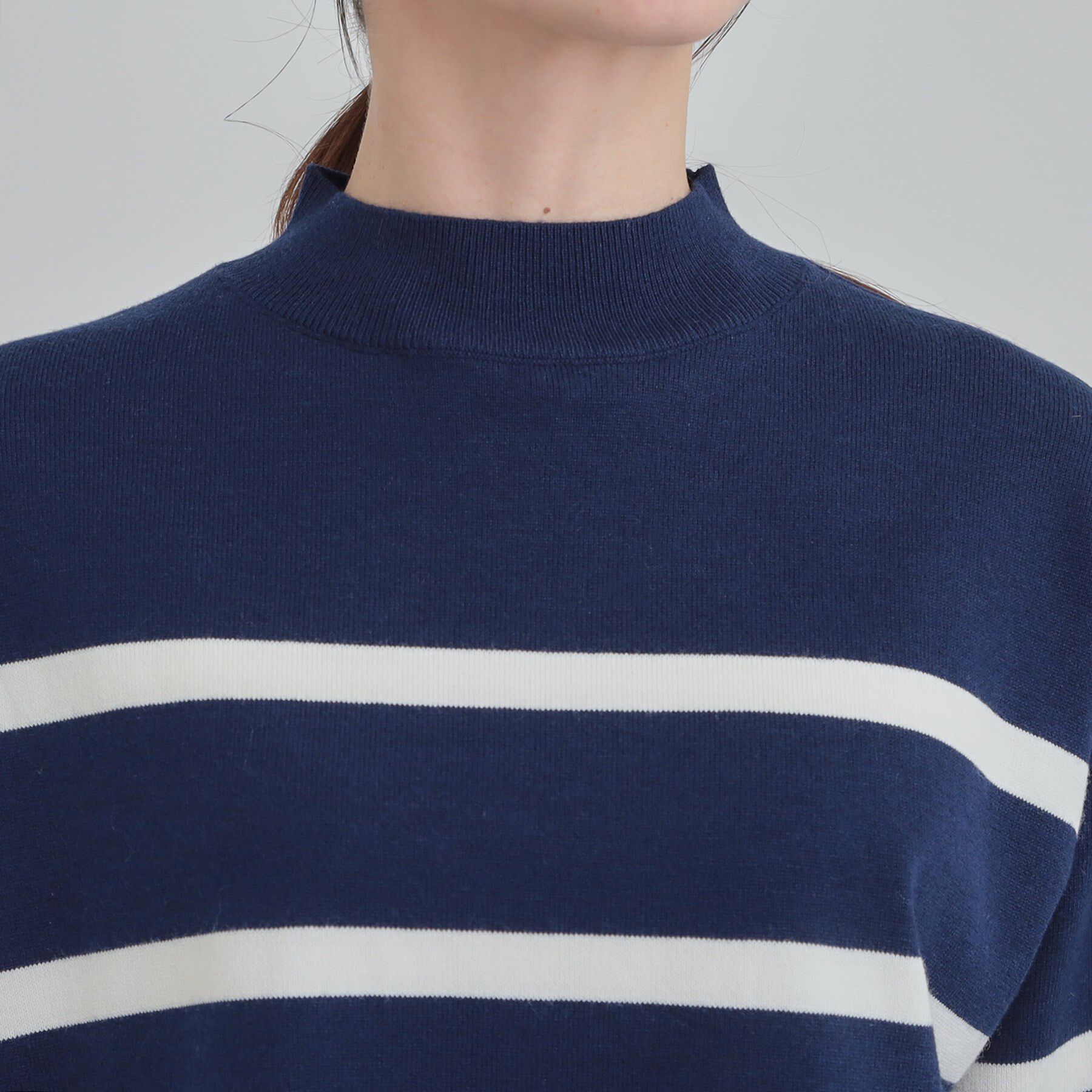 SHOO･LA･RUE「【洗濯機可/毛玉レス】春まで着られる 裾配色ボーダーニット」|ニット・セーター|