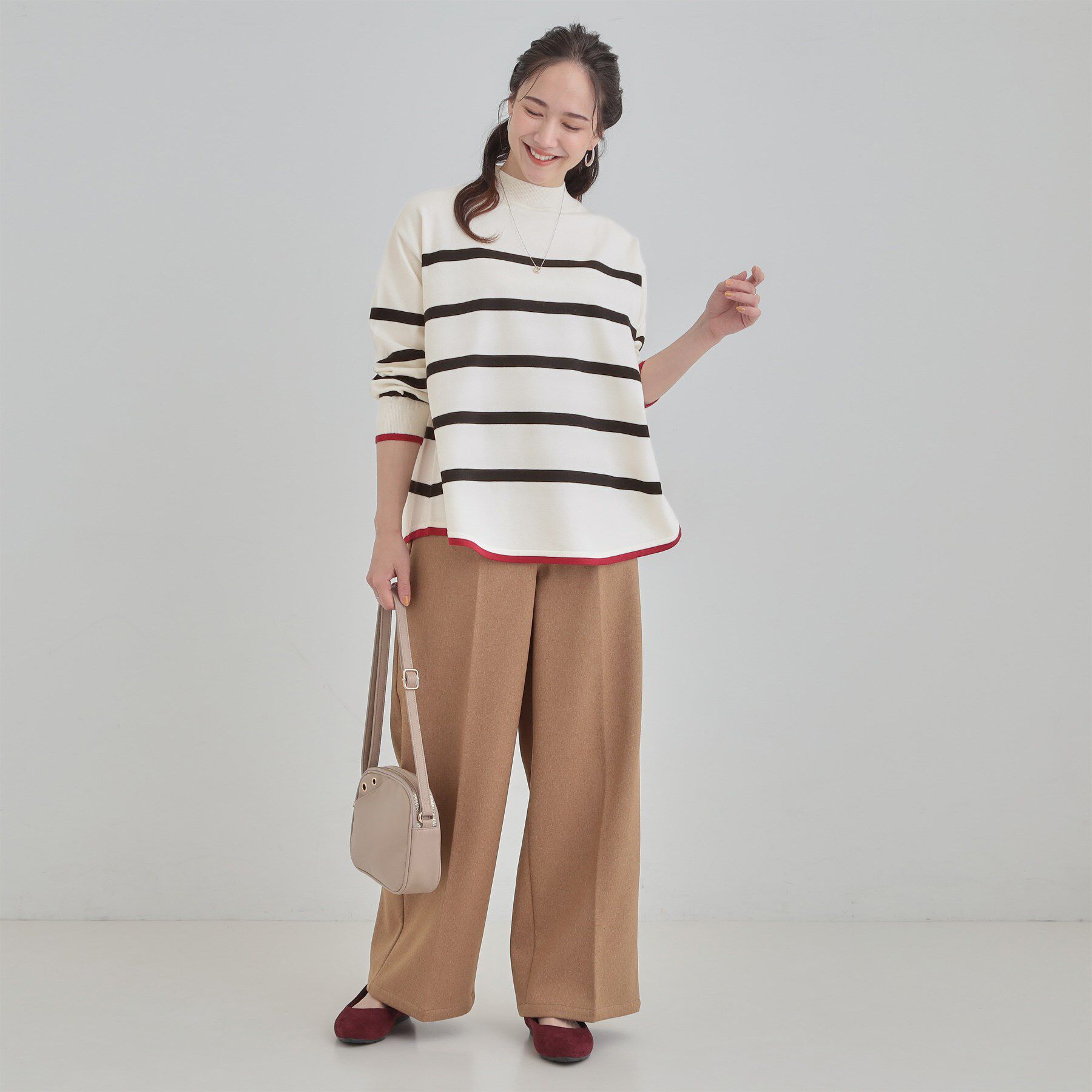 SHOO･LA･RUE「【洗濯機可/毛玉レス】春まで着られる 裾配色ボーダーニット」|ニット・セーター|