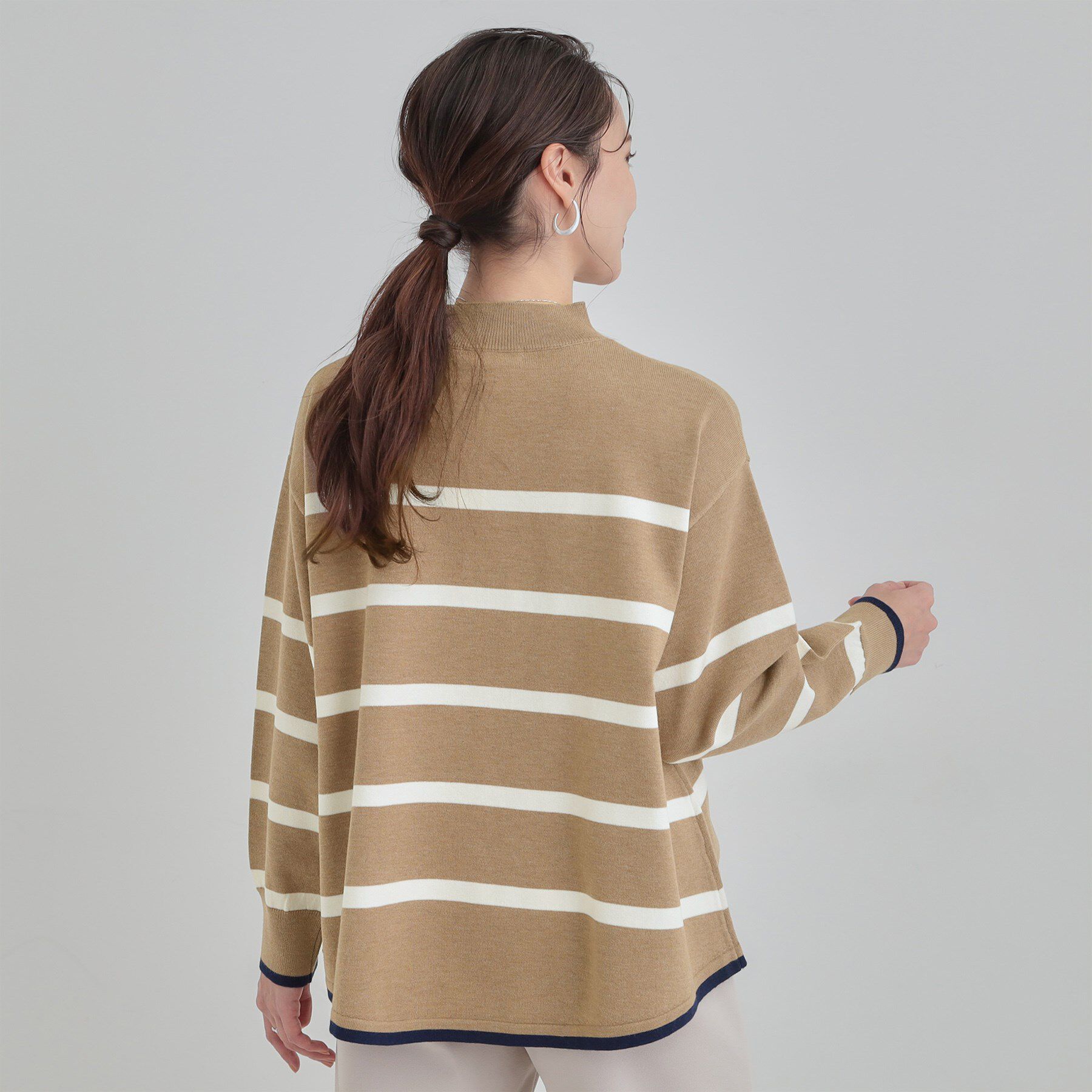 SHOO･LA･RUE「【洗濯機可/毛玉レス】春まで着られる 裾配色ボーダーニット」|ニット・セーター|