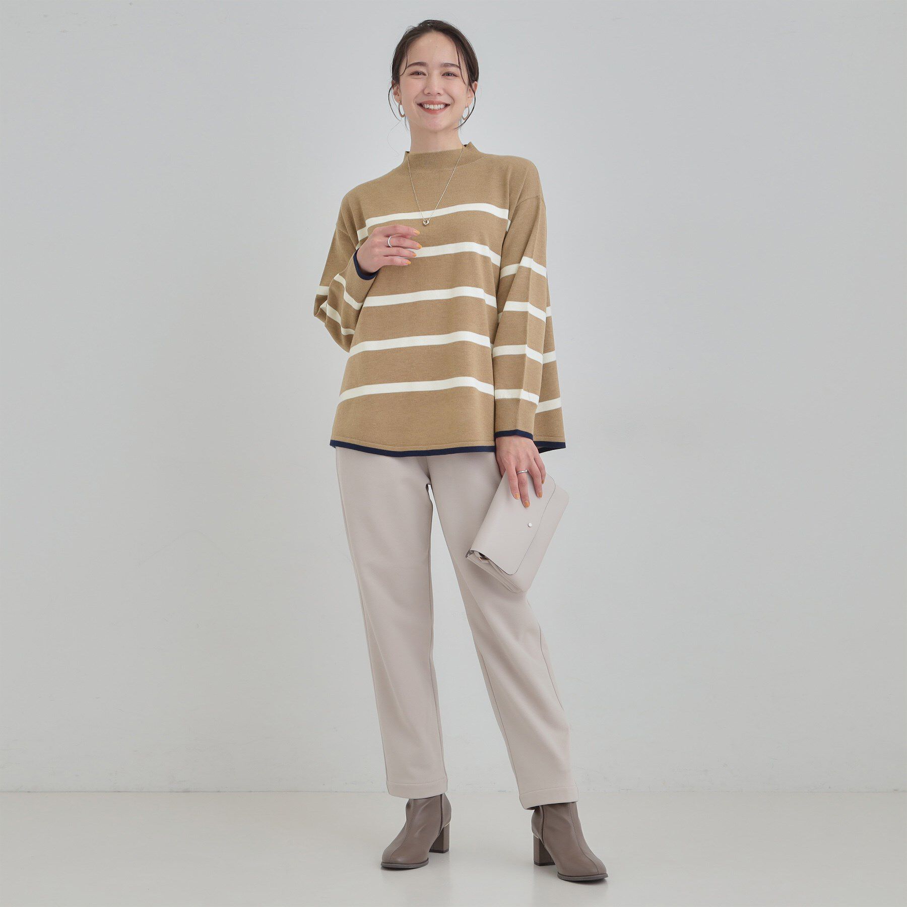 SHOO･LA･RUE「【洗濯機可/毛玉レス】春まで着られる 裾配色ボーダーニット」|ニット・セーター|