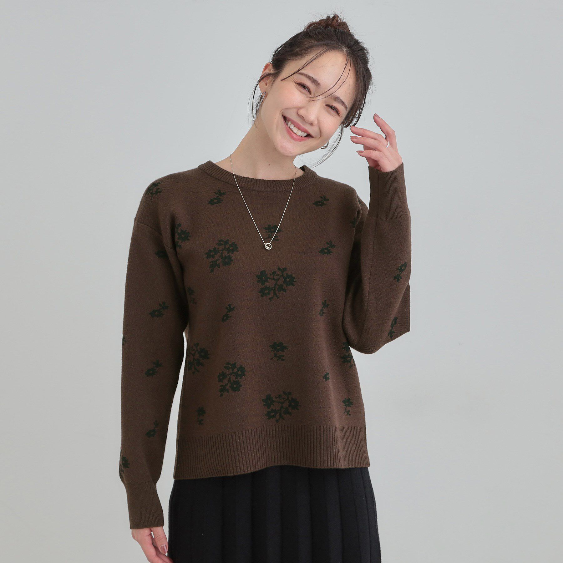 SHOO･LA･RUE「【S-LL】大人上品な レトロフラワーニット」|ニット・セーター|