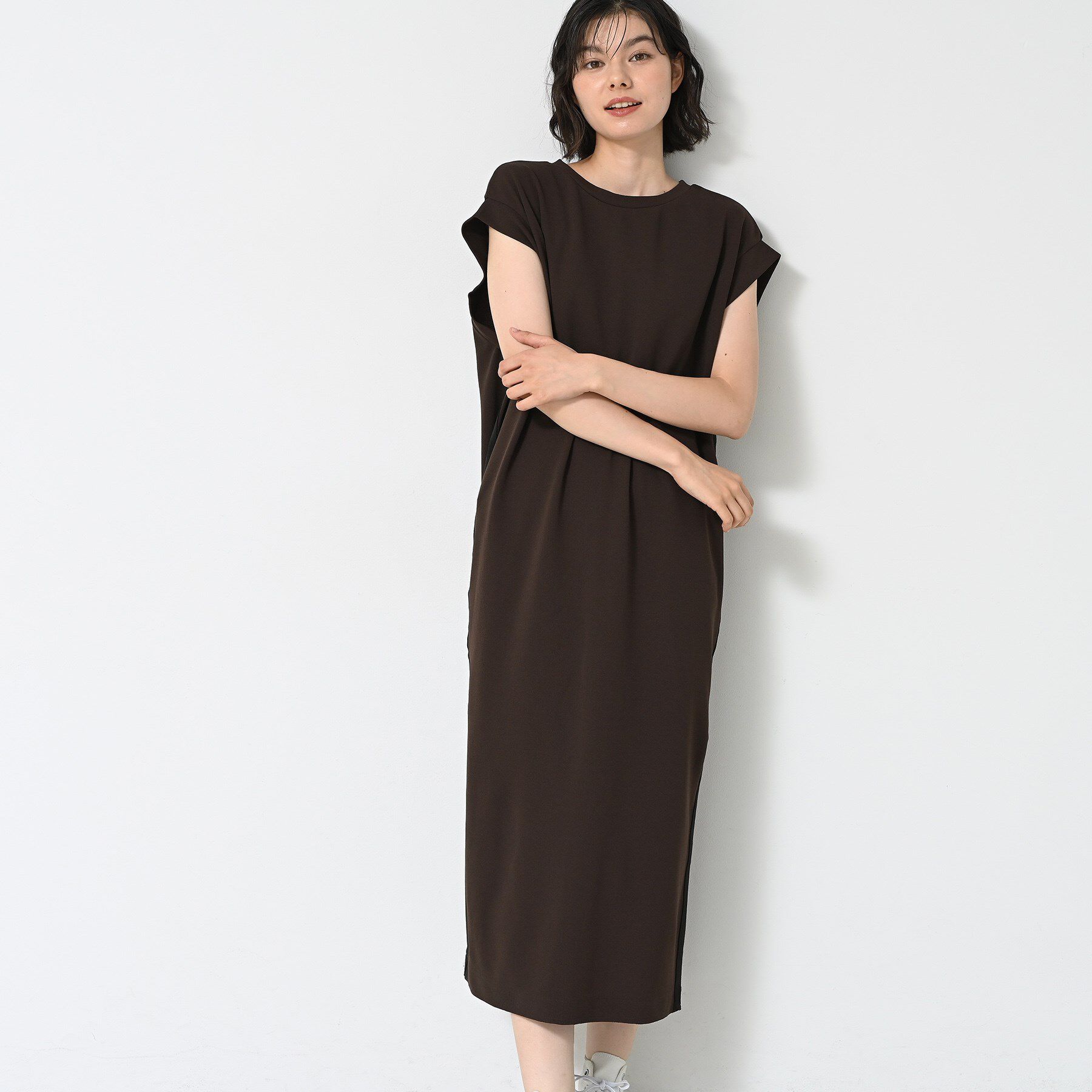 Dessin「【洗える】カットジョーゼットラインワンピース」|ワンピース|ブラウン(043)