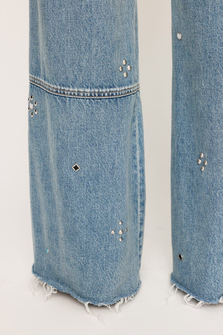 SLY「STUDS SEAM DESIGN FLARE PT-B」|デニム|