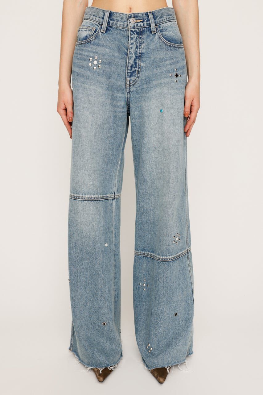 SLY「STUDS SEAM DESIGN FLARE PT-B」|デニム|