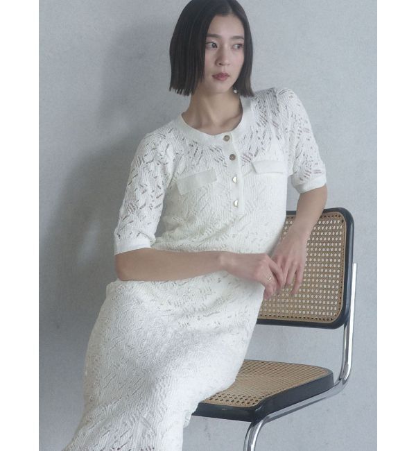 LAGUNAMOON「パターンニッティングフロントボタンワンピース」|ワンピース|