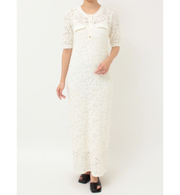 LAGUNAMOON「パターンニッティングフロントボタンワンピース」|ワンピース|