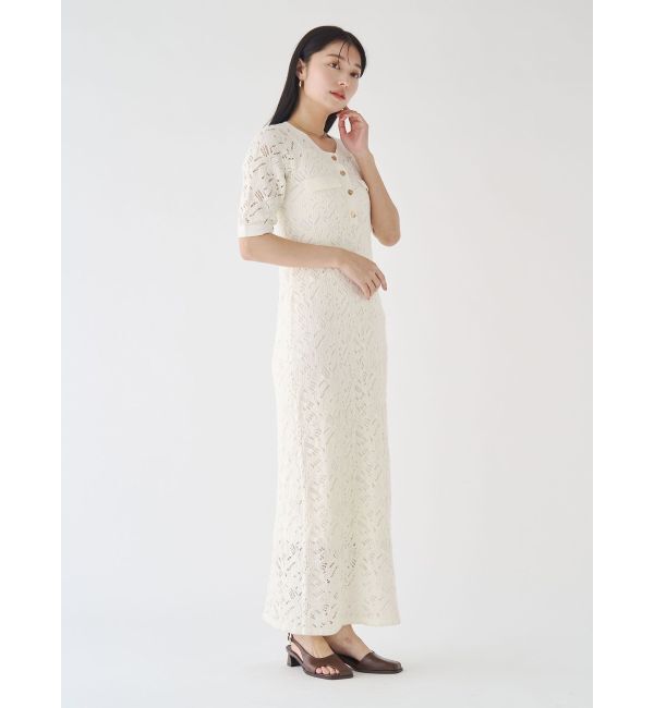 LAGUNAMOON「パターンニッティングフロントボタンワンピース」|ワンピース|