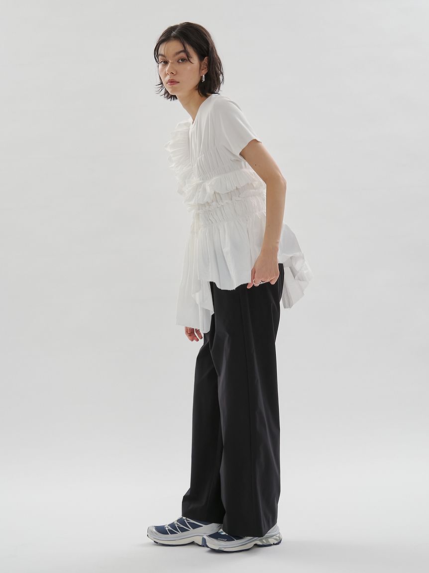 emmi atelier「フリルアシンメトリーカットソー」|Tシャツ・カットソー|