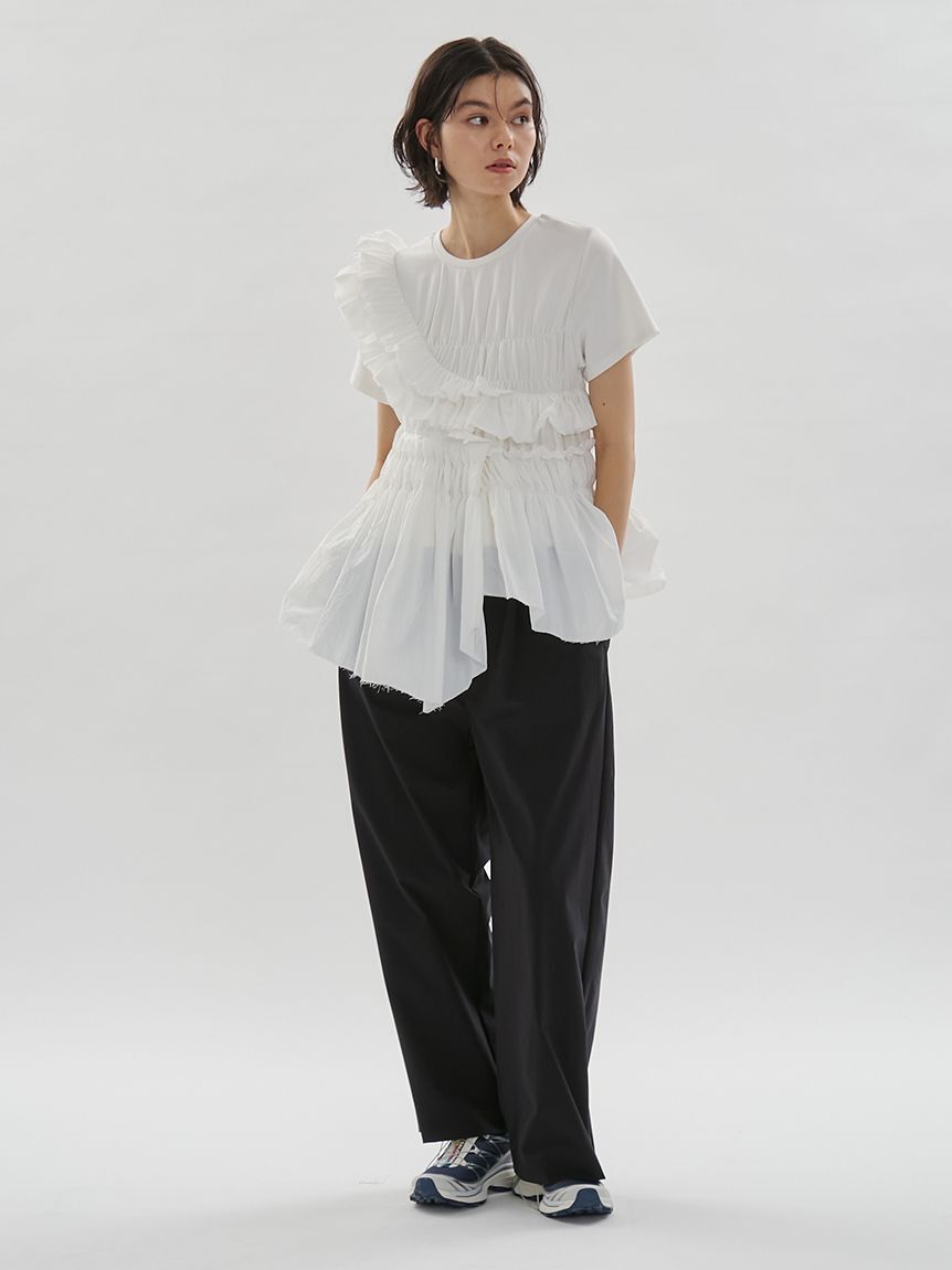 emmi atelier「フリルアシンメトリーカットソー」|Tシャツ・カットソー|