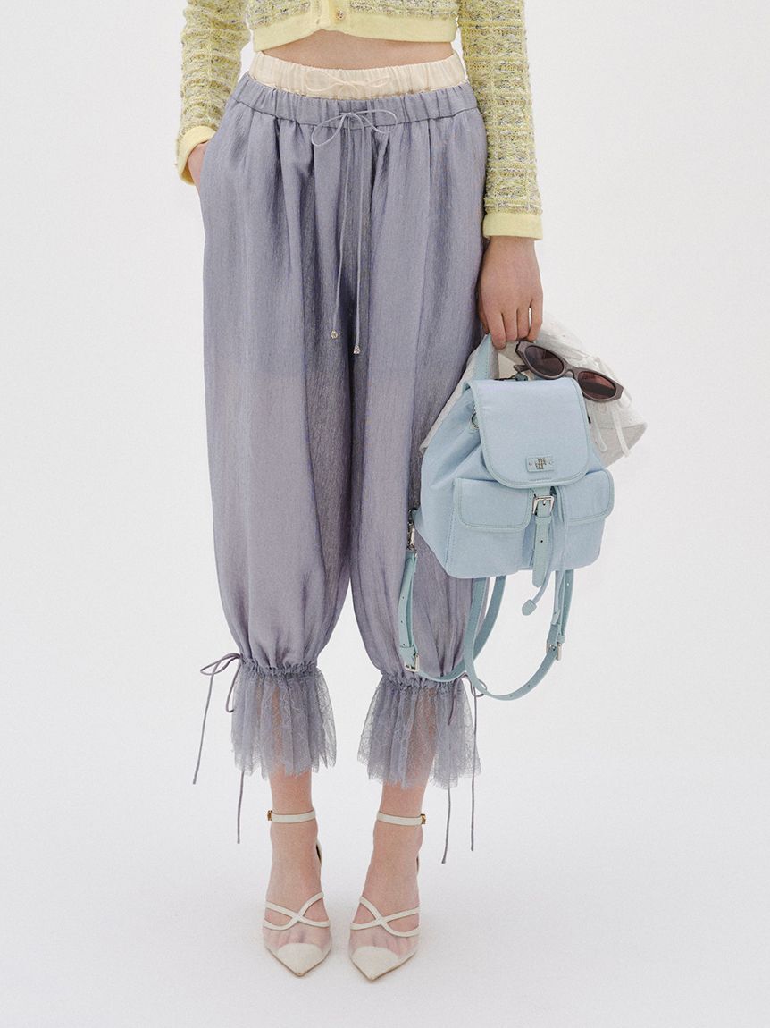 LILY BROWN「エアリーバルーンレースパンツ」|チノ|SAX